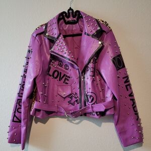 For Her By NYC Studded Lavender Leather Jacket
